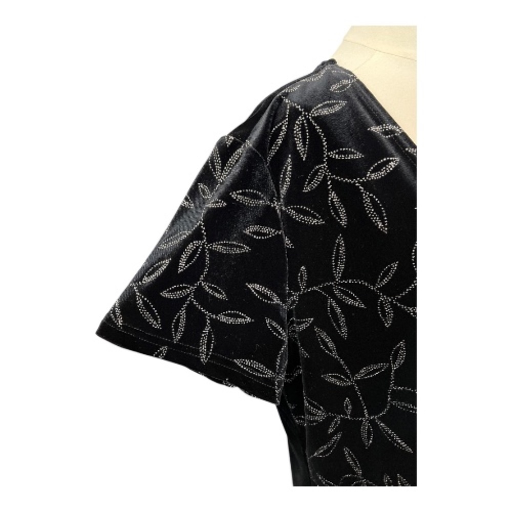 ✨ EUC KATHIE LEE COLLECTION Black Silver Metallic Velour Dress | Sz XL - Picture 6 of 12